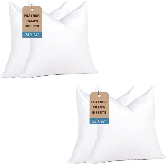 puredown 24" and 22" Square Feather Pillow Inserts