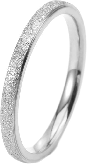 Beydodo Womens Stainless Steel Rings, Ring for Men Engraved Personalised Size 4 to 14 Matte Ring Wide 2-4mm