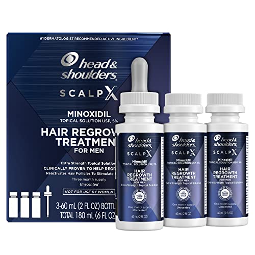 Head & Shoulders Scalp X 5% Minoxidil Hair Regrowth 2x Daily Leave-On Treatment for Mens Thinning Hair & Hair Loss, 3-Month Supply, 2 Fl Oz Each, Set of 3