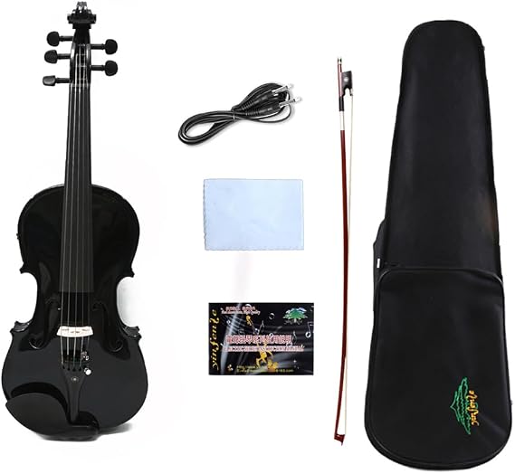 Yinfente Acoustic Violin Electric Violin 4/4 Full Size Violin 5 String Maple Spruce For Student,Violin For Beginners Violin Case,Brazilwood Bow,Cable,Cleaning Cloth,Shoulder Rest,Extra Strings
