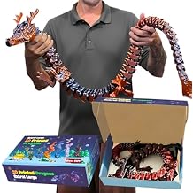 35.4'' Large 3D Printed Dragon Toy - Upgraded Big Articulated Dragon for Creative Play, Home Office Desk Decor, Collectible Display, Fantasy Party - Unique Gift for Kids Teens Adults (Black Red)