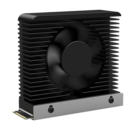 M.2 2280 NVMe SSD Heat Sink Aluminum Alloy Radiator Dissipation Thermal Pad 5V 3PIN ARGB CNC Tower Heatsink Cooler Fan Aura Sync with Cooling Fan (Black no Light)