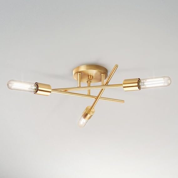 Urban Ambiance Luxury Mid Century Modern Ceiling Light, Large Size: 5.125''H x 18''W, with Minimalist Style Elements, Satin Brass Finish, UHP4421, Miami Collection