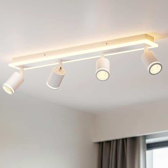 LVWIT Kitchen Lights Ceiling,4 Way Spot Light,Bedroom Lights Ceiling with GU10,Adjustable Black Spotlights Ceiling Lights Rotatable,Modern Ceiling Spots,Spotlight Bar Lighting(NO Bulbs) [Energy Class A]