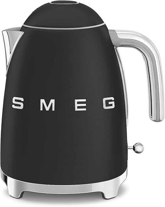 SMEG KLF03 Electric Kettle 1.7L (7 Cup), Retro Hot Water Boiler for Tea & Coffee, Fast Boiling, Auto Shut-Off, Soft Open Lid, 360 Swivel Base Countertop Kettle Matte Black