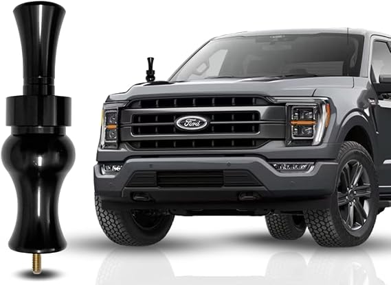 Duck Call Truck Antenna, Short 5.5 Inch Heavy Duty Anodized Aluminum Radio Antenna, Universal Kit Fits Most Trucks Including F150, F250, Maintains Reception, Unique Truck Accessories and Gifts (Black)