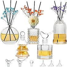Gift Set-Glass Diffuser Bottles Set of 5 Reed Diffuser Bottle Clear Empty Decorative Bottles Vases Reeds Bulk DIY for Perfume Fragrance Home Office Desk Decoration Wedding Girl Women