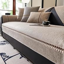 Sofa Covers Waterproof and Washable L Shape, Non Slip Waterproof Couch Covers for Pets, Wrinkle Resistant Cotton and Linen Sofa Slipcovers Coffee Pillowcase50*30