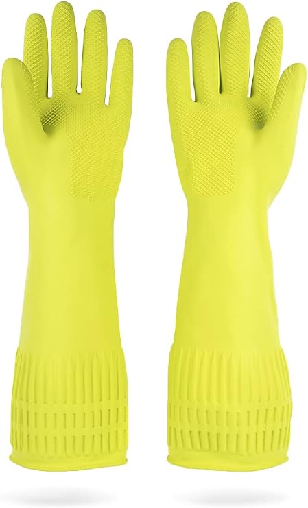 DABOGOSA MAMISON Reusable Household Dishwashing Cleaning Rubber Gloves, Non-Slip Kitchen Glove (1 Pair)