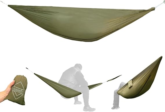 Onewind Camping Hammock, Ultralight Portable Hammock with Adjustable Ridgeline, Outdoor Hammock 20D Ripstop Nylon with 2 * 12Ft Tree Strap, Ideal for Camping, Hiking, Backpacking
