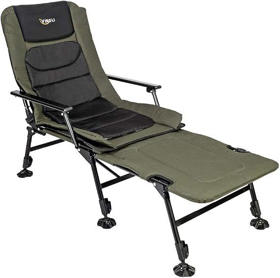 VINGLI Heavy Duty Fishing Chair with Footrest Support 440 LBS, Oversized Camping Chairs with 160 Adjustable High Back, Beach Chair for Outdoors/Yard/Forest