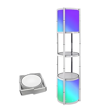 Foldable Display Case,Spiral Twist Tower Display Case Spiral | Retail Display Racks,Storage Showcase Cabinets Luminescent With LED-Light For Tradeshow Display,Tradeshow Booths 18x76inch