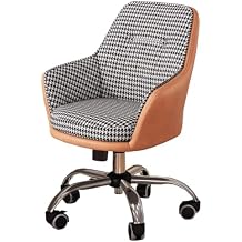 Computer Desk Chairs Swivel Leather Work Chair with Soft Armrest Recliner Tilt Padded Executive Office Chair for Home Comfort Vanity Chairs for Bedroom(Plaid)