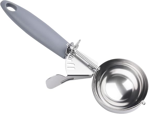 JUNADAEL J 4 OZ Scoop, Large Ice Cream Scoop With Trigger, Disher, Size #8 (1/2 Cup) Cookie Scoop, Muffin Scoop, Cupcake Scoop, Gray Handle, For Cookie, Cupcake, Muffin, Ice Cream, Rice
