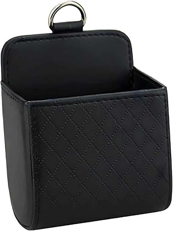 YoRise PU Leather Car Air Vent Storage Bag, Car Console Organizer (Black)