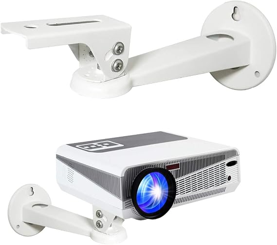 2-Be-Best Projector Wall Mount, Angle Adjustable Projectors Mounts for Mini Projectors, Projector Mount for Wall with Load 11 lbs Length 7.9" 1/4" Mounting Screw White