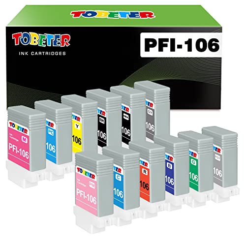 ToBeter Remanufactured PFI-106 Ink Tank PFI106 Ink Cartridge Set 12 Color Pack, 130ML Compatible for imagePROGRAF iPF6300 iPF6300S iPF6350 iPF6400 iPF6400S iPF6400SE iPF6450 Printer