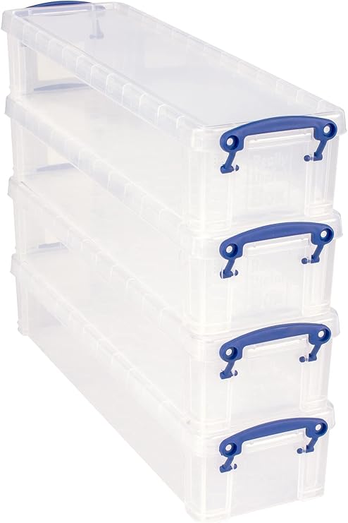 Really Useful Box Plastic Storage 1.5 Litre Clear (Pack of 4)