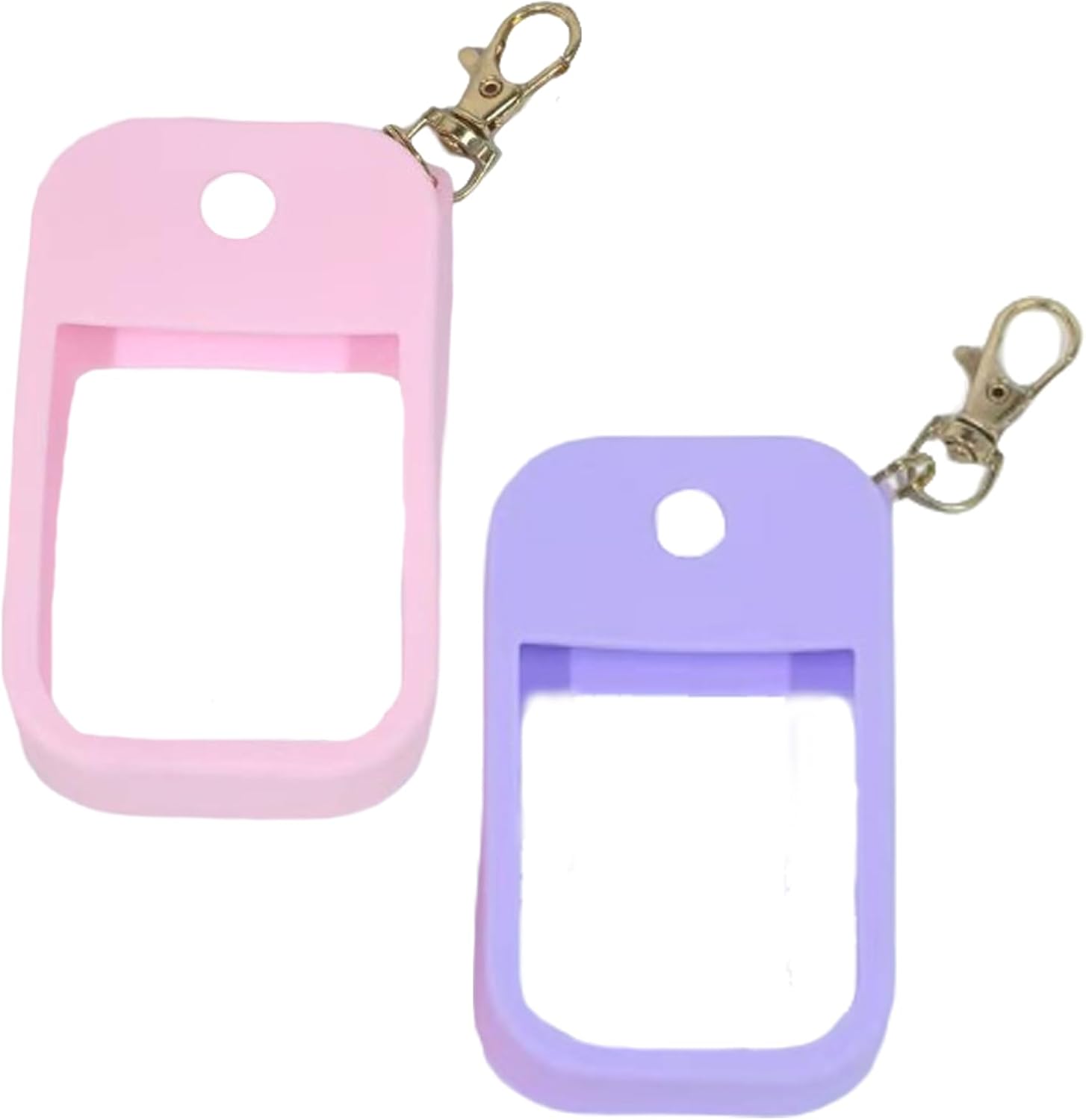 2PCS Silicone Case for Touchland Hand Sanitizer Spray, Travel Accessory with Hanging Hole Portable Holder Compatible with Touchland 1 Fl Oz (Pink & Purple)