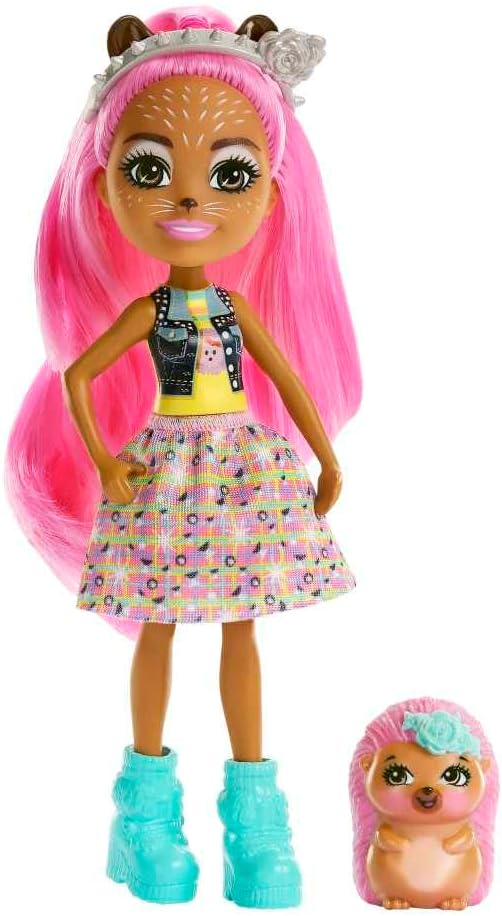 Enchantimals Dolls, City Tails Hensley Hedgehog Doll and Spiney Friend Figure, Small Doll with Removable Skirt and Accessories, Gifts for Kids, HKN13