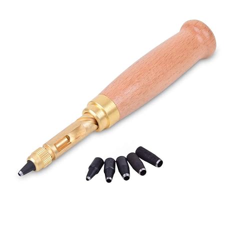 Japanese Screw Punch Auto Leather Tool Book Drill 6 Tips Sizes 1.5-4mm for Sewing Leather Paper Craft Adjustable Screw Hole Punch Bookbinding Tool