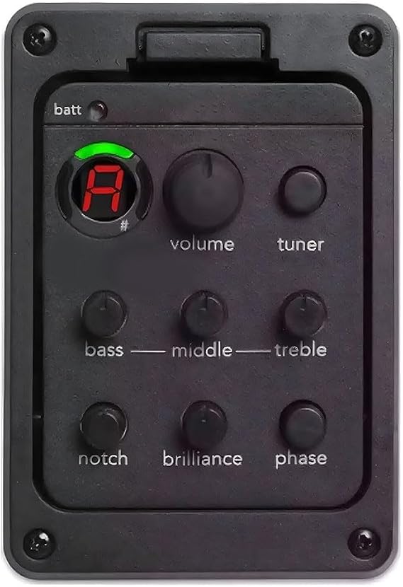 QOXEZY Multi Function Acoustic Guitar System with Built-In 4 Band Tuner and Piezo Mic Blend for Versatility for Precise Tone Control and Easy Installation for Extended Playing 