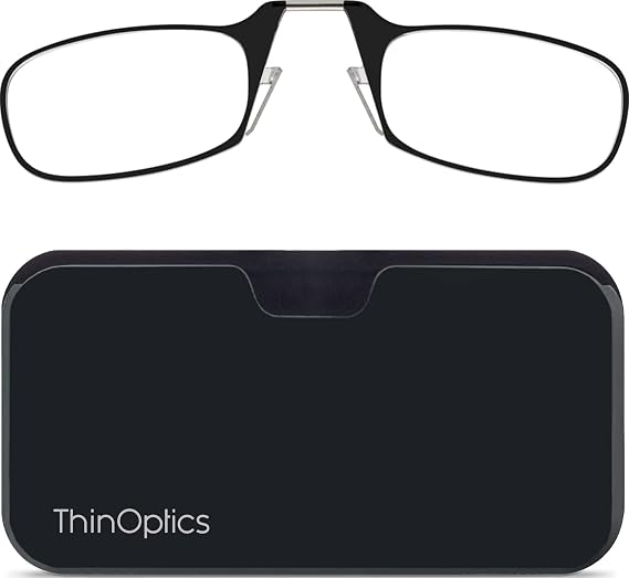 ThinOptics Pod Reading Glasses - Slim Armless Pocket Readers - Black, Black 1.0x