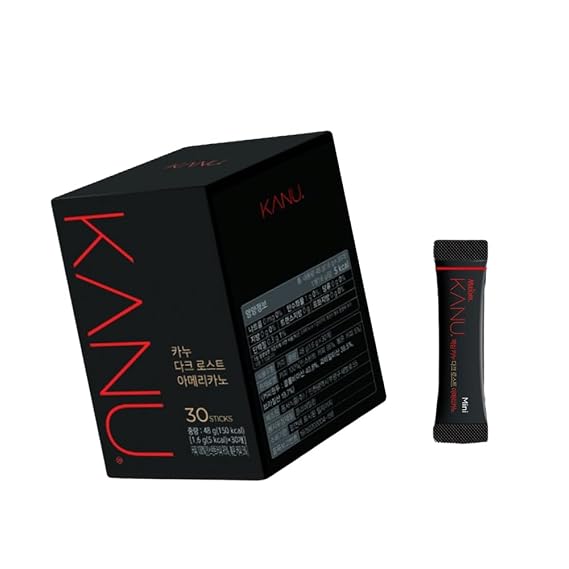Maxim KANU Dark Roast Americano Korean Instant Black Protable Coffee Sticks 1.6g x 30 Packets