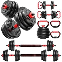 Saterkali 4 in 1 Adjustable Dumbbell Set,20/35/55/70/90lbs Free Weight Set,Versatile Weights Home Gym Equipment as Barbell, Kettlebells,Fitness Exercises for Home Gym Suitable Men/Women