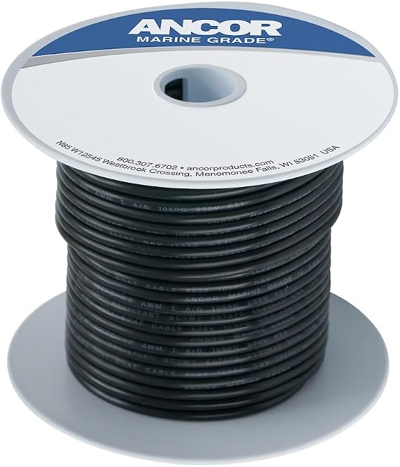 Ancor 182003 Tinned Copper Wire, 16 AWG (1mm2), Black - 25ft