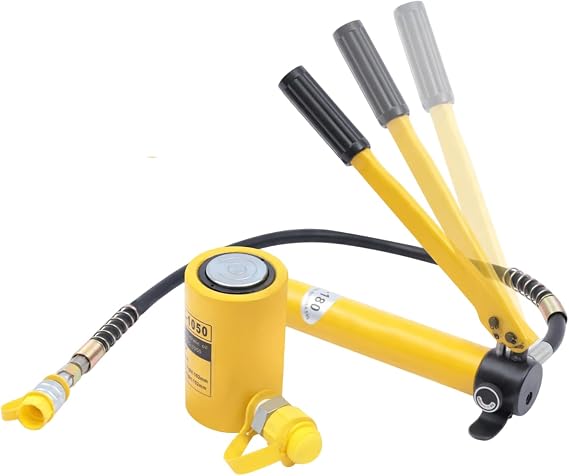 Hydraulic Ram Jack,10T Low Profile Porta Power Ram Single-Acting Mini Jack Ram with CP-180 Hydraulic Hand Pump,1.97" Short Stroke Hydraulic Ram Cylinder Jack Lifting for Machinery Shipbuilding