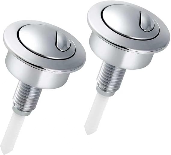 2pcsChrome Dual Flush Push Button Compatible Replacement for Twyford, Siamp Optima 49 Toilet Cistern Flush Valve（Siliver）