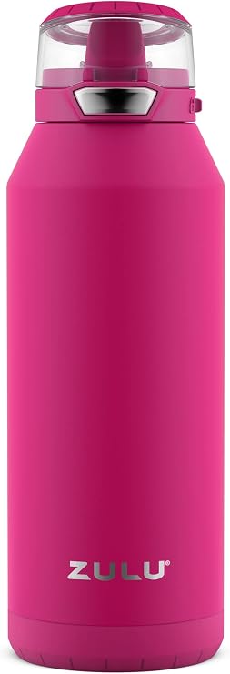 ZULU Swift Stainless Steel Vacuum Insulated Water Bottle with Covered Silicone Straw, 32oz (Tulip)