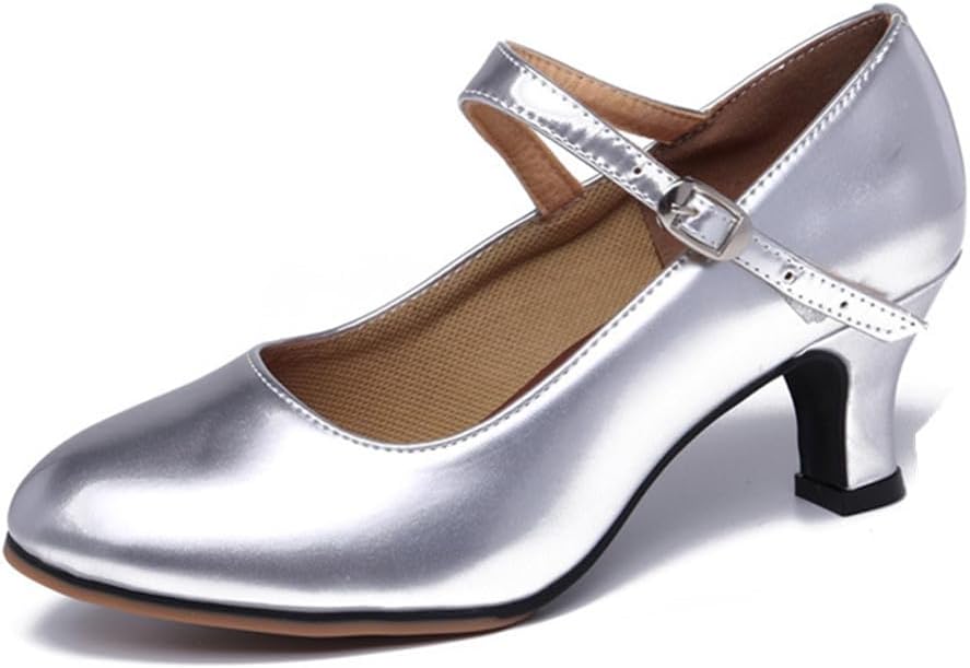 BININBOX Ballroom Dance Shoes for Women Classic Dance Heels Prom Dancing Shoes for Woman Latin Salsa Dancing Heels,Glitter Leather Closed Toe Heels Shoes for Outdoors