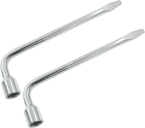 2Pcs 19mm Car Spare Tire Lug Wrench Heavy Duty L Type Hex Key Lug Wrench Hexagon Slotted End Socket Repair Tool for Car