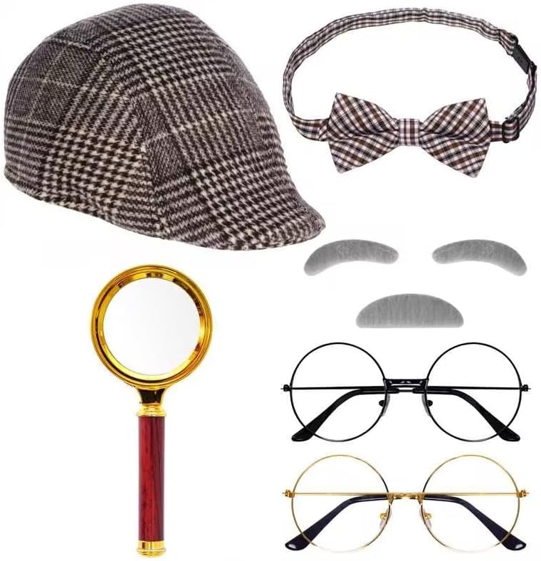Yookat 6 Pieces Detective Costume Detective Hat Detective Costume Accessories Set