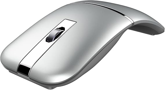 Bluetooth Wireless Arc Mouse, Dual Model (2.4G+BT5.1) Rotating Foldable Mouse for Microsoft, Rechargeable Portable Mice for Laptop, Notebook, PC, MacBook, Chromebook