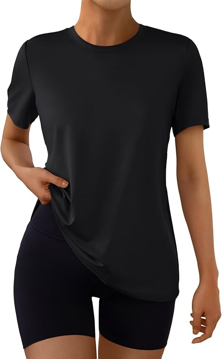 AUTOMET Women's Workout Shirts Short Sleeve Tops for Running Hiking Gym Athletic