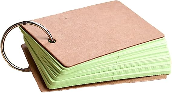 Revision Study Cards, Mini Index Cards, Blank Flash Cards with Binder Ring, Memo Scratch Pads Bookmark DIY Greeting Card, 9cm x 5.5cm, 50 Sheets/Pack - Green