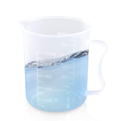 Measuring Cups Plastic Graduated Beaker Pitcher 500ml Measuring Cup Lab Kitchen Measuring Beaker Clear Pitcher With Spout and Handle (500ml)
