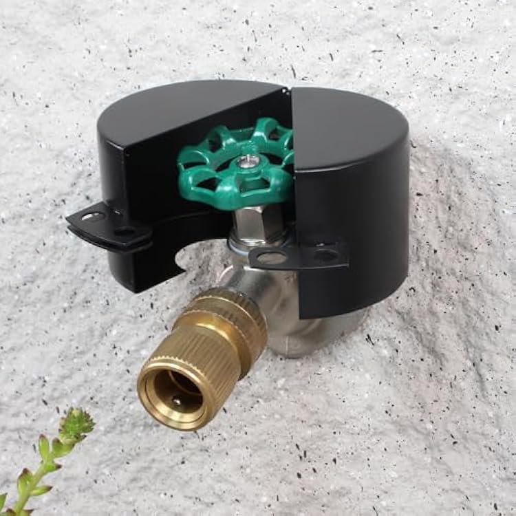 Water Spigot Lock Outdoor Faucet Lock System Gate Valve Lockout Device Hose Bib Lock Childproof Exterior Faucet Locks, Prevent Water Bandit and Stop Unauthorized Water Use, Metallic Black, Metal