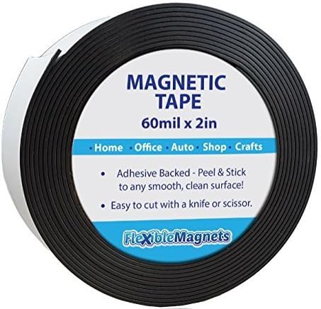 Adhesive Magnetic Strip - Flexible Magnet Tape. 2-inch x 10-feet x 1/16" Thick - Very Strong!