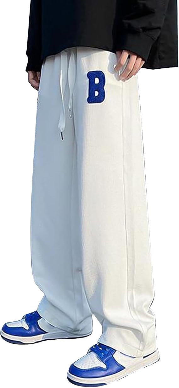 Sweat Pants Men - Men's Summer Casual Wide Leg Loose Fit Flared Track Trousers for Streetwear and Sports Comfort