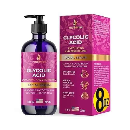 Glycolic Acid Serum for Face 15% Strength - Extra Large Size 8Oz - Advanced Formula for Enhancing Skin Radiance, Texture Improvement, Addressing Uneven Tone & Fine Lines