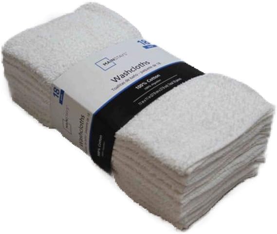 Mainstay New 18 Terry White Washcloths Cotton 11 X 11 Thin Wash Rags Wash Cloths