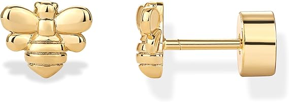 Pavoi 14kゴールドメッキ ハチ フラットバックイヤリング | 女性用ファッションジュエリー