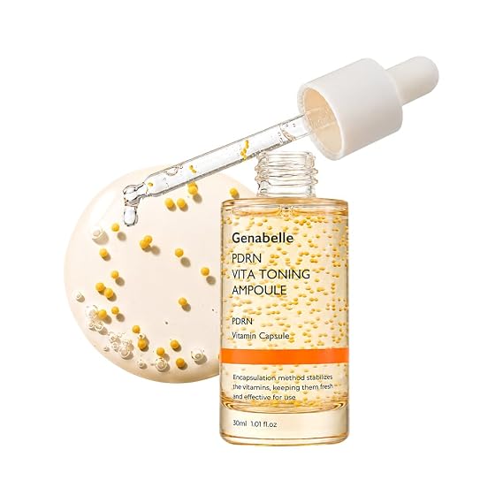 Genabelle PDRN Vitamin C Serum Toning Ampoule - Lightweight Glass Skin,korean skin care with Vitamin B, C, E, PDRN, Serum for Blemishes, Glass Skin, Fine Lines and Rough Skin Texture, 1.01 fl oz