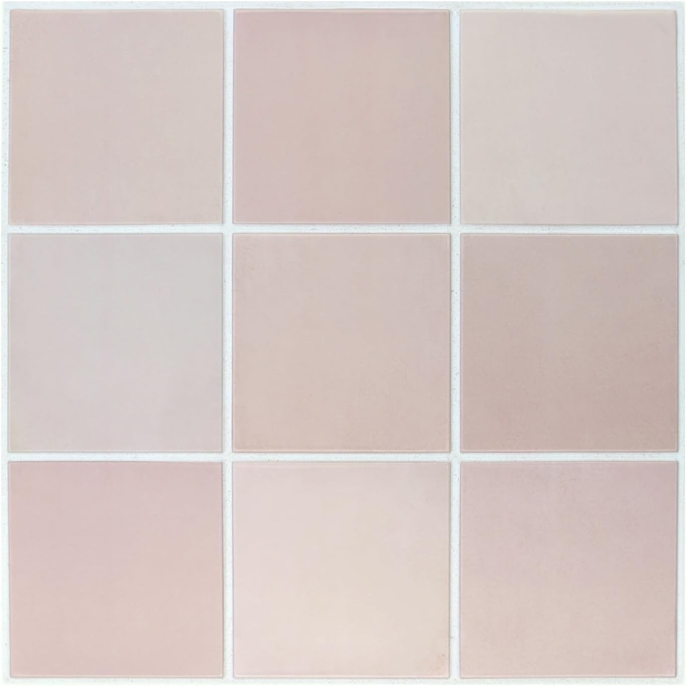Commomy 10 Pcs Matte Pink Peel and Stick Wall Tile,11.8X11.8 Ultralight PVC Wall Panels 3D Square Peel and Stick Backsplash for Kitchen,Bedroom,Living Room,Bathroom,RV