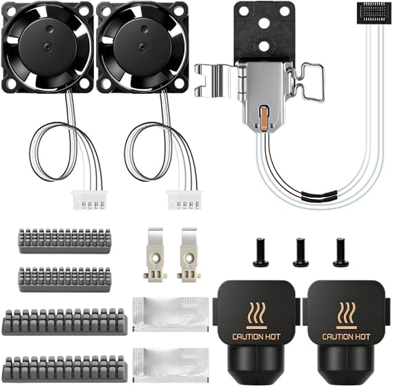 Bambu lab A1/A1ミニ3Dプリンター用Hotend冷却ファン2個、18000RPM高速A1押出機ホットエンド冷却ファン、A1ホットエンド加熱アセンブリ付き、フィラメントカッターブレード、ノズルブラシ、シリコンソックス。
