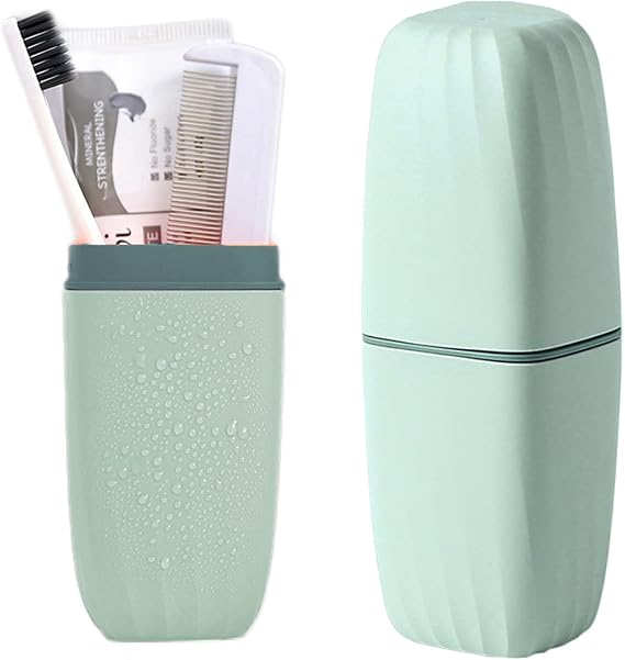 Travel Toothbrush Cup Case,Toothbrush Holder with Cover Travel Toothbrush Containers Portable Toothpaste Storage Toothbrush Case and Carrier for Camping School Business Trip Bathroom (Light Blue)